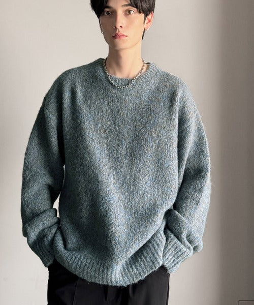 【Classical Origin】「深みのある大人に。」クルーネックミックスカラー糸ニット（長袖）/Crew neck mixed color knit ao1020308