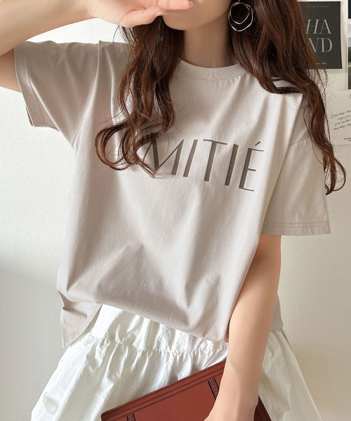 ワンランク上の大人シンプルベーシック。シルケット加工フロッキープリントTシャツ（半袖） ce1020202