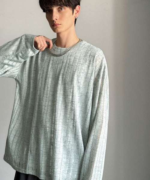【Classical Origin】「シンプルに魅せる。」グランジモードリラックスシアープルオーバー（長袖）/Grunge Mode Relaxed Pullover co1010027