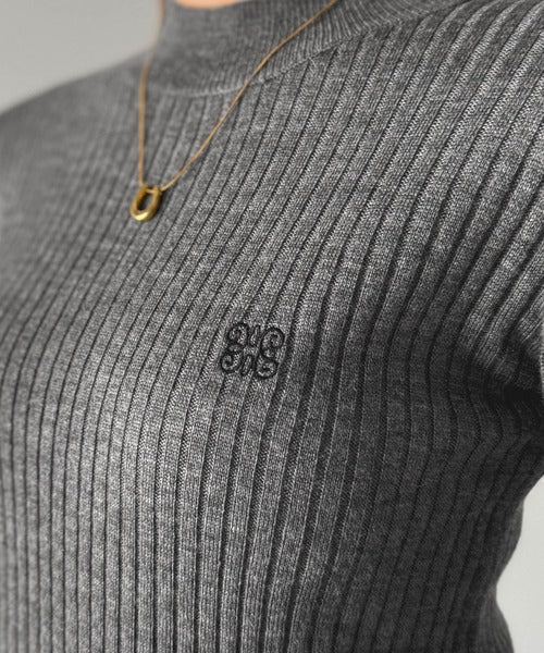 【mily bilet】1枚で完成♪重ね着風デザイン◎カシミアタッチ袖カフスレイヤード刺繍ニット mi1259018