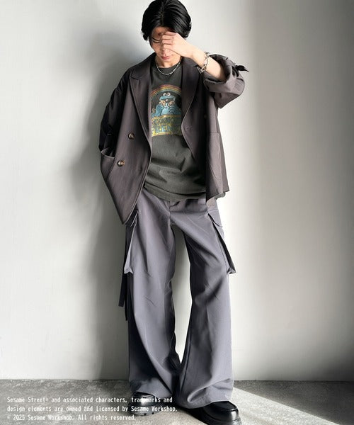 大人カジュアルにハマる。綿100％セサミキャラピグメント加工ビッグTシャツ cm1330004