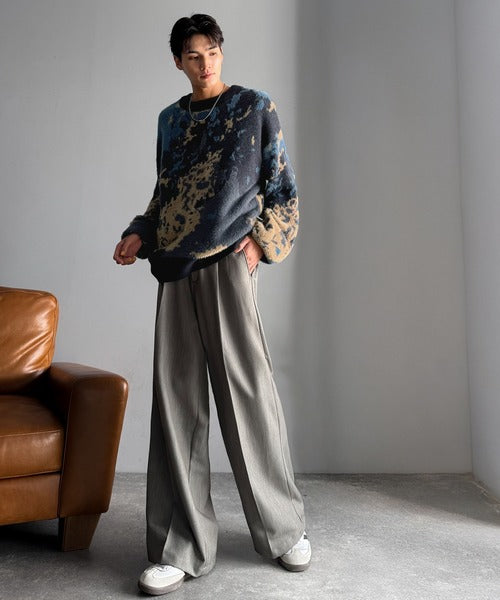 【classical origin】ニュアンス柄Wジャガードシャギーニット／Nuanced Pattern Double Jacquard Shaggy Knit ao1260497