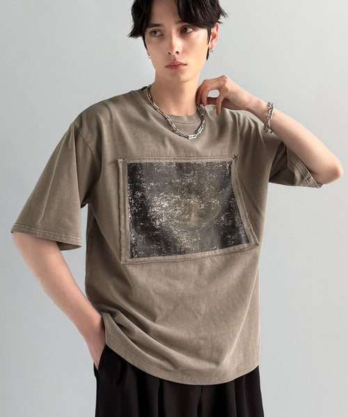 「オリジナリティ。」ピグメント加工ダブルレイヤーデザインプリントTシャツ／Pigment-Dyed Double-Layered Design Print T-Shirt co1010002