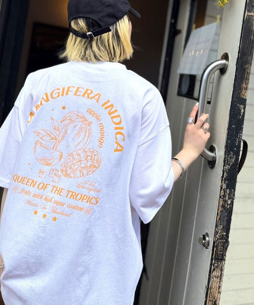 《JaVaジャバコラボ》周りと差がつくアート感。綿100％ タイ☆トロピカルフルーツ柄☆ビッグTシャツ jm1029128