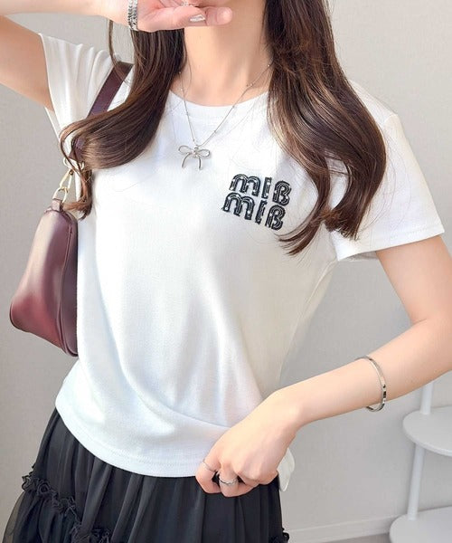 【mily bilet】スタイルよく、着心地いい。絶対使えるシンプルT♪ワッペンコンパクトTシャツ（半袖） mi1329084
