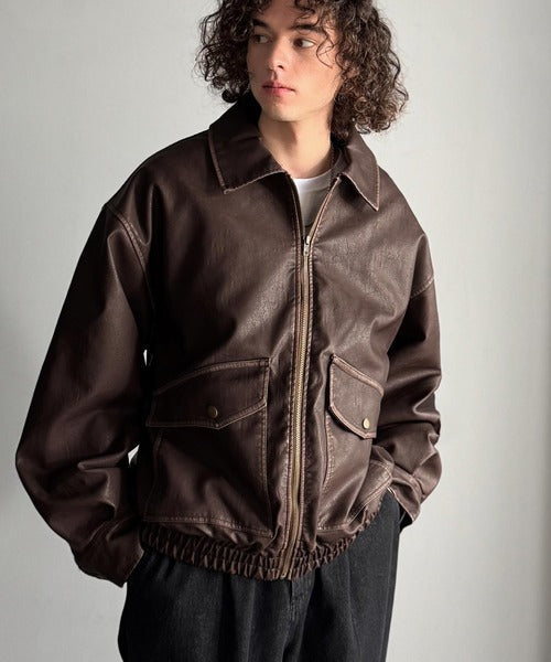 【Classical Origin】「Sランクアイテム。」ヴィンテージレザー中綿入りブルゾン／Vintage Leather Padded Blouson co1320001