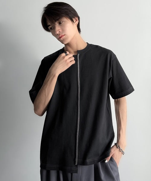 Asymmetric Stitch Design T-Shirt／アシンメトリーデザイン配色ステッチTシャツ co1150013