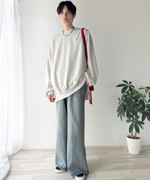 【Classical Origin】「やっぱりビッグシルエット！」スウェードポンチ素材ビックシルエットトレーナー（長袖）/Suede material big silhouette sweatshirt co1010030