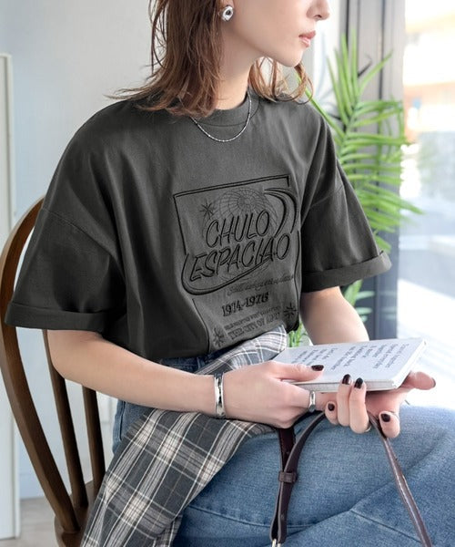 《JaVaジャバコラボ》シンプル派にも推したい！綿100％グラフィック刺繍Tシャツ（半袖） jv1050356