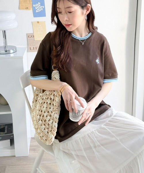 1枚で決まるから、つい手に取りたくなる。鹿の子素材 胸刺繍ルーズポロT（半袖） ce1240116