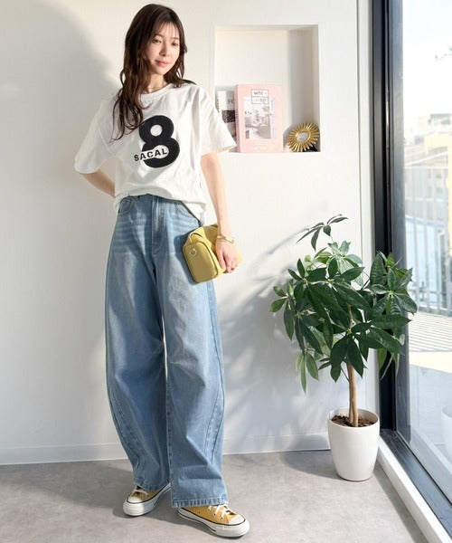 【前後2way】快適素材、立体刺繍がアクセントに♪綿100％デザインナンバリングサガラ刺繍T ce1350008