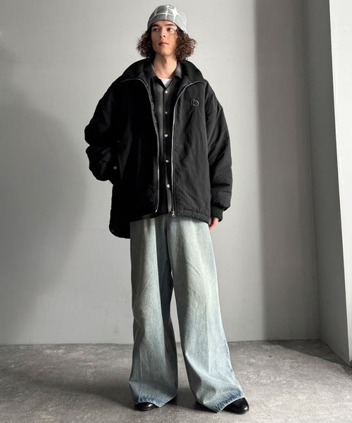 【Classical Origin】「防寒高機能。」リブハイネック中綿入りモンスターオーバージャケット／Ribbed High-Neck Padded Monster Oversized Jacket co1010036