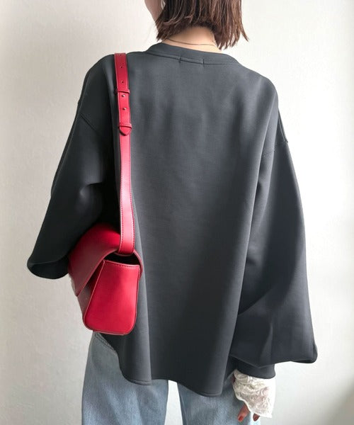 ちらっと見える甘さに、ときめく。袖ジャガードレースレイヤード タックスリーブ ダンボール素材プルオーバー（長袖） ce1330115