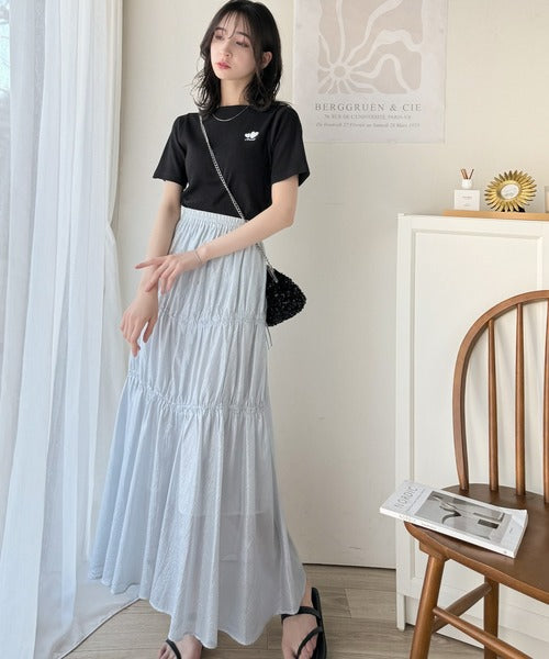 胸元にキュン。ハートサガラ刺繍テレコリブ素材ボートネックTシャツ（半袖） ce1330019