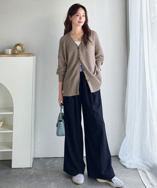 ゆるっと羽織って、即こなれ見え。表面変化ブークレニットカーディガン ce1260498