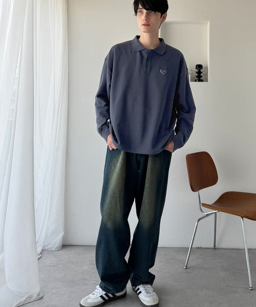 【Classical Origin】「上質な日常。」胸刺繍入り鹿の子ポロシャツ（長袖）／Embroidery Basic Polo Shirt co1150052