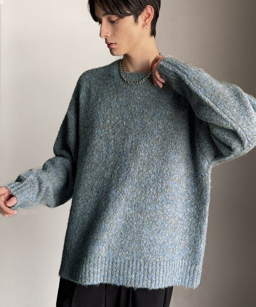 【Classical Origin】「深みのある大人に。」クルーネックミックスカラー糸ニット（長袖）/Crew neck mixed color knit ao1020308