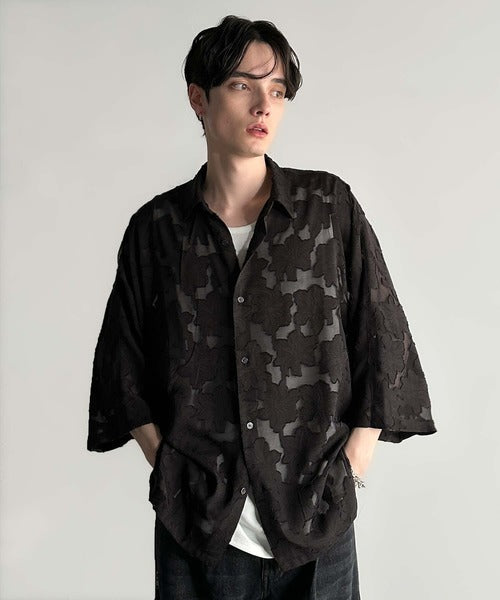 Sheer Jacquard Dolman Sleeve Shirt／フラワー柄シアージャカードドルマンシャツ co1150008
