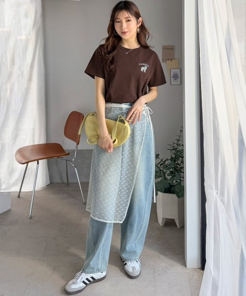 《JaVa ジャバコラボ》大人の遊び心をプラス。綿100％オオカミ刺繍Tシャツ（半袖） jv1330074