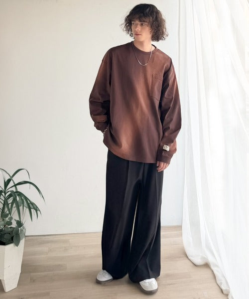《JaVaジャバコラボ》垢抜け！大人のストリートstyleを作る。綿100％スプレーダイオーバーサイズTシャツ（長袖） jm1020358