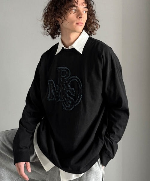 【Classical Origin】「一軍確定。」フリンジパッチワーク使いリラックスTシャツ／Fringe and Patchwork Relaxed T-Shirt co1320004