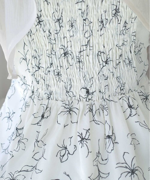 【mily bilet】透け感コーデ でつくる、映えガーリー。前後2WAY花柄シアーボレロセットアップキャミワンピース mi1139082