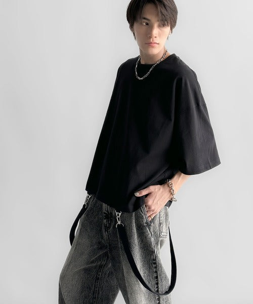 Belt Design Transformable Cropped T-Shirt／脱着式ベルトデザインショート丈Tシャツ co1150015