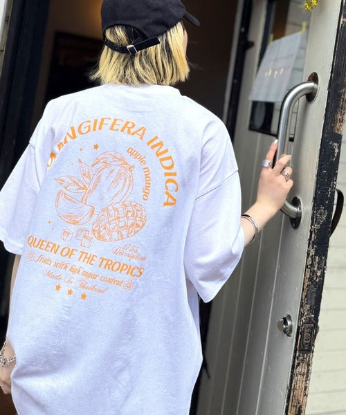 《JaVaジャバコラボ》周りと差がつくアート感。綿100％ タイ☆トロピカルフルーツ柄☆ビッグTシャツ jv1029128