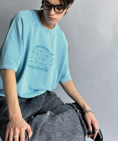 《JaVa ジャバコラボ》裾はドロストでお好みのシルエットに。ヴィンテージライクな半袖ロゴスウェット jm1029126