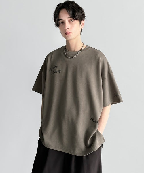 Logo Rhinestone Design Dolman Oversized Tee／ラインストーンロゴ使いドルマンオーバーサイズTシャツ co1010003