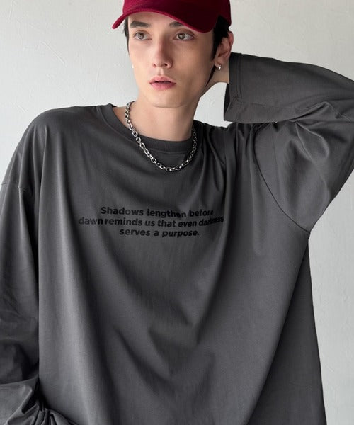 【classical origin】「シンプルが、いい」。綿100％シルケット風シンプル英字ロゴTシャツ（長袖）/ 100％ cotton simple English letters printed logo t-shirt ao1330056