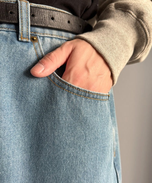 【Classical Origin】「シルエットで語る。」ブラスト加工カーブシルエットバレルレッグデニムパンツ／Blasted Curve Silhouette Barrel-Leg Denim Pants co0900007