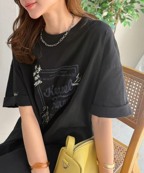 《JaVa ジャバコラボ》ゆるっと１枚コーデの主役♪綿100%ヴィンテージプリント半袖刺繍ワンピース jv1260623