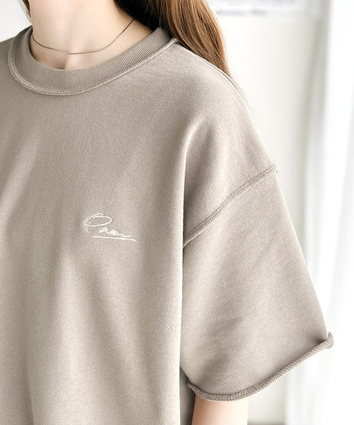 袖口くるりん。ワンポイント刺繍ハーフスリーブ裏毛Tシャツ ce1260259