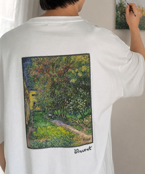 《ゴッホ絵画グラフィック》ステッチ刺繍MIXデザイン 高機能半袖Tシャツ【接触冷感・UVカット機能付き】【JaVaジャバコラボ】 jo1150093