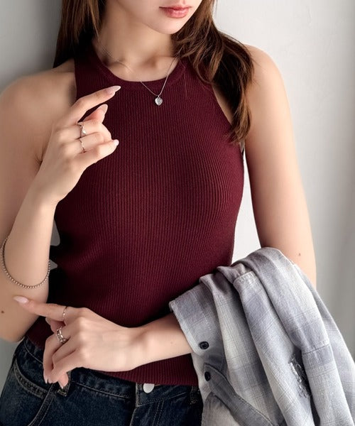 【mily bilet】洗練されたレイヤードスタイル！プレート使い異素材ニットレイヤードオフショル見せアンサンブルニット mi1029143