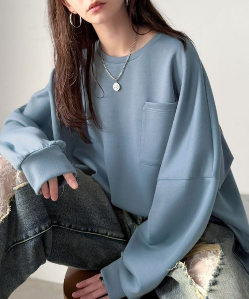 胸ポケット付きドルマンスリーブダンボールトップス / DOLMAN SLEEVE PULLOVER co1010073