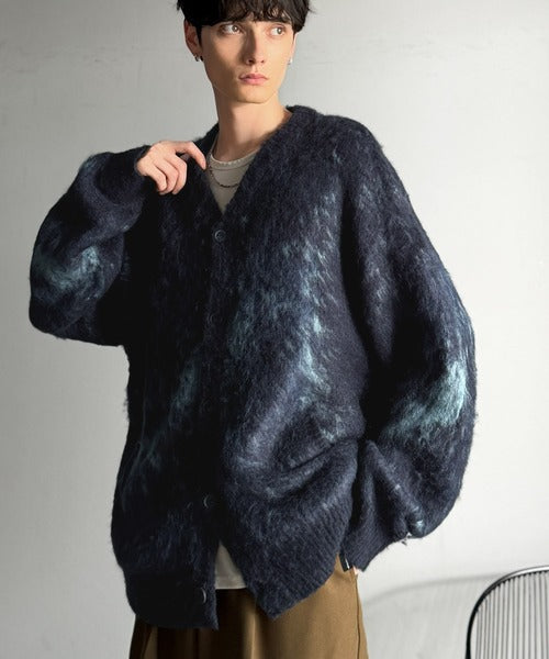 【Classical Origin】「まるで毛布。」モヘアライクシャギー素材Vネックカーディガン／Mohair-Like Shaggy Knit V-Neck Cardigan co0780003