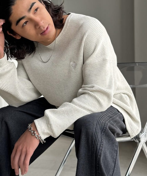 【Classical Origin】「ヘビーウェイト一択。」綿100％ワッフルクルーネックビッグTシャツ／Cotton 100% Waffle Crew Neck Big T-Shirt co0780014