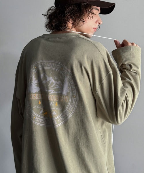 《JaVaジャバコラボ》程よいストリート感で幅広いスタイルにマッチ。 綿100%アドベンチャーマウンテンTシャツ（長袖） jo1150068
