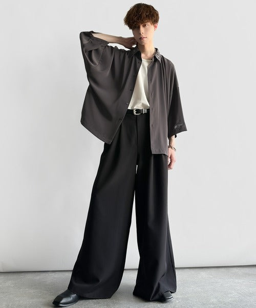 「雰囲気アガる。」衿刺繍ドレープドルマンシャツ／Embroidered Collar Draped Dolman Shirt co1010004