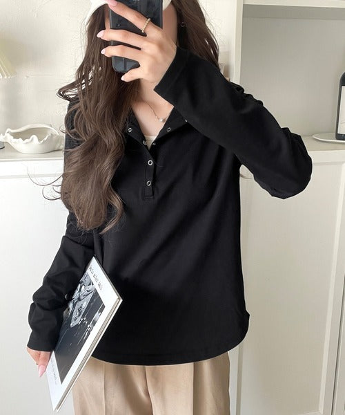 シンプルだからこそ、こだわりたい。シルケット加工ドット釦ヘンリーTシャツ（長袖） ce1020314