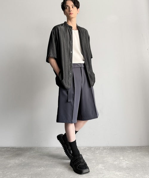 「涼やか上品。」ベルト付きルーズシルエットショートスラックス／Belted Design Loose Silhouette Short Slacks co1150020