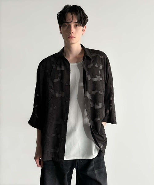 Sheer Jacquard Dolman Sleeve Shirt／フラワー柄シアージャカードドルマンシャツ co1150008