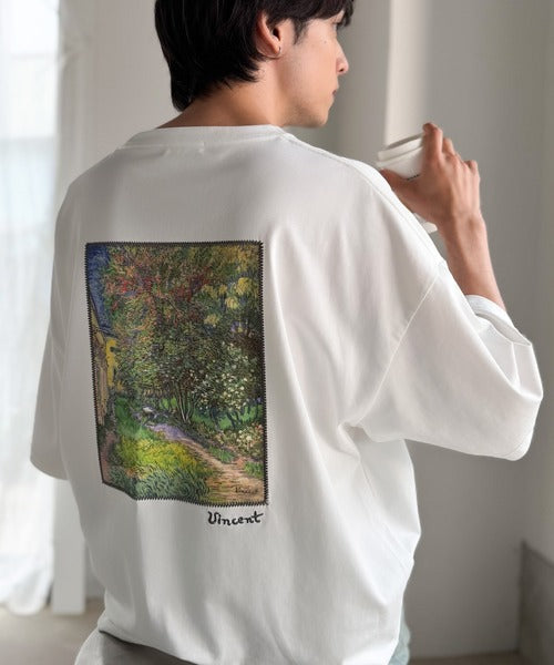 《ゴッホ絵画グラフィック》ステッチ刺繍MIXデザイン 高機能半袖Tシャツ【接触冷感・UVカット機能付き】【JaVaジャバコラボ】 jo1150093