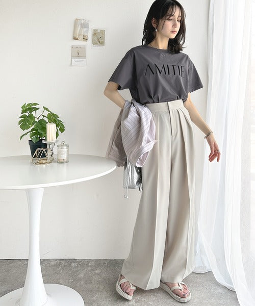 ワンランク上の大人シンプルベーシック。シルケット加工フロッキープリントTシャツ（半袖） ce1020202