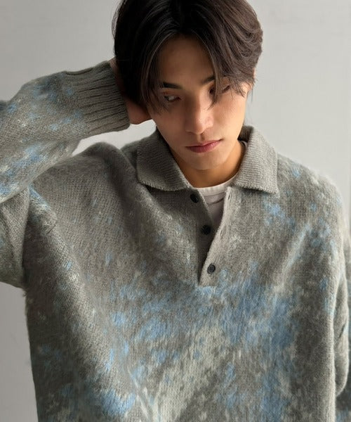 【Classical Origin】「まるで毛布。」モヘアライクシャギー素材ニットポロシャツ／Mohair-Like Shaggy Knit Polo Shirt co0780004