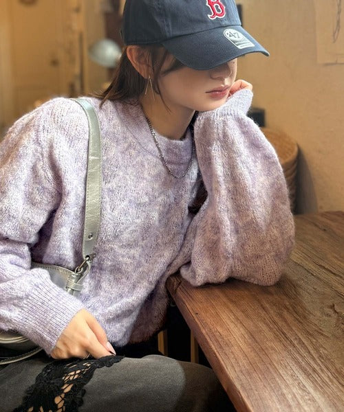 【mily bilet】ふんわり立体感で冬コーデを格上げ◎プレート使いポコポコミックスニットプルオーバー mi1259021