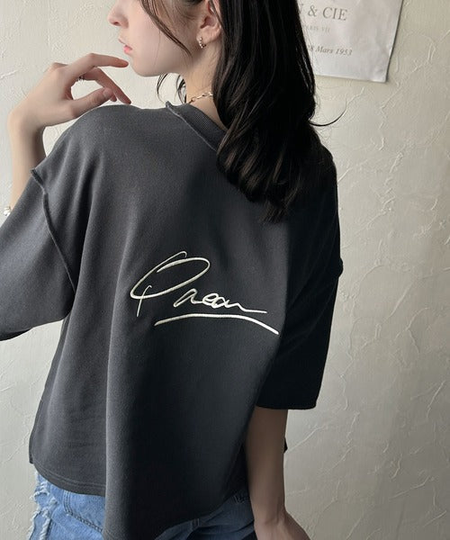 《JaVaジャバコラボ》大胆ロゴで魅せる。前後2way裏毛胸元PAEANロゴ半袖Tシャツ jv1260422