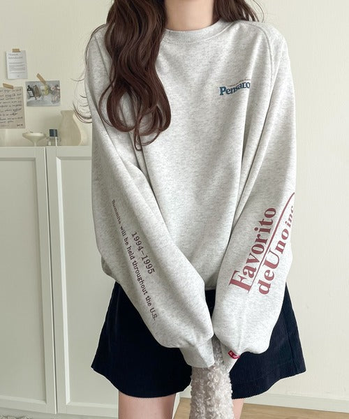 《Javaジャバコラボ》抜け感纏い、センスで遊ぶ。ロゴ袖刺繍＆グラフィック裏起毛プルオーバー jv1050328